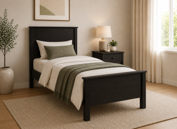 Shouldham Black Wooden Bed in High End Style, Single Size