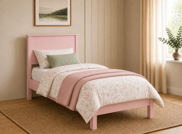 Shouldham Pink Wooden Bed in Low End Style, Single Size