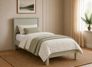 Shouldham Sage Green Wooden Bed in Low End Style, Single Size