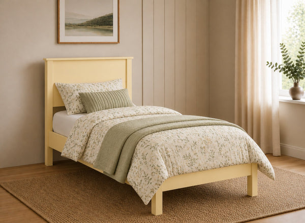 Shouldham Yellow Wooden Bed in Low End Style, Single Size