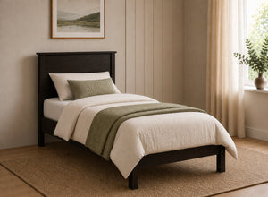 Shouldham Black Wooden Bed in Low End Style, Single Size