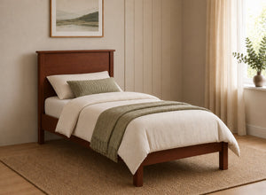 Shouldham Mahogany Wooden Bed in Low End Style, Single Size