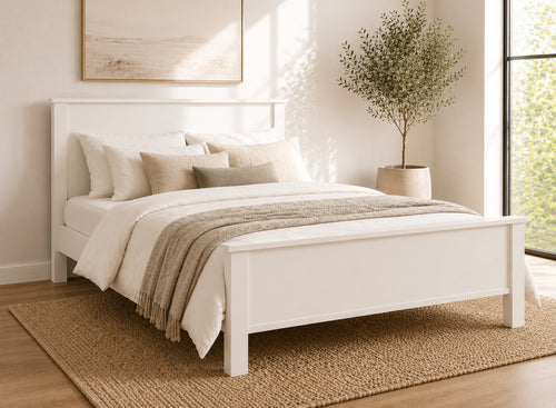 Shouldham Cream Wooden Bed Frame in High End - James White Cream