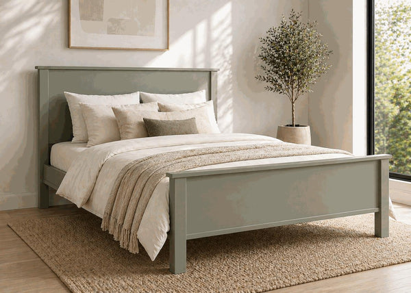 Shouldham Green Wooden Bed Frame in High End - Mizzle Green