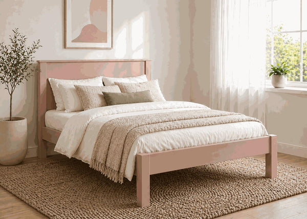 Shouldham Pink Wooden Bed Frame in Low End - Nancys Blushes Pink