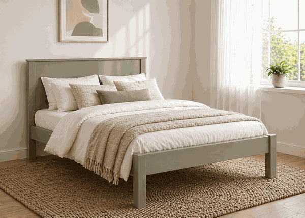 Shouldham Green Wooden Bed Frame in Low End - Mizzle Green