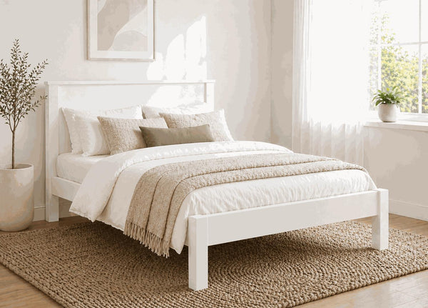 Shouldham White Wooden Bed Frame in Low End - All White