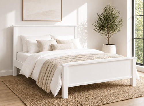 Shouldham White Wooden Bed Frame in High End - All White
