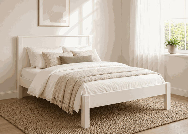 Shouldham Cream Wooden Bed Frame in Low End - James White Cream