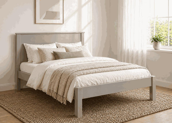 Shouldham Grey Wooden Bed Frame in Low End - Dove Tale Grey