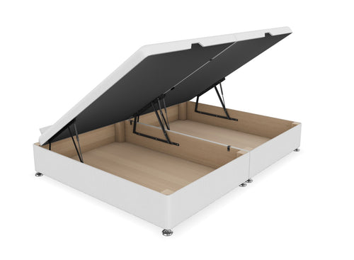 Side Lift Ottoman Shown in Linoso Faux Linen Polar White Fabric