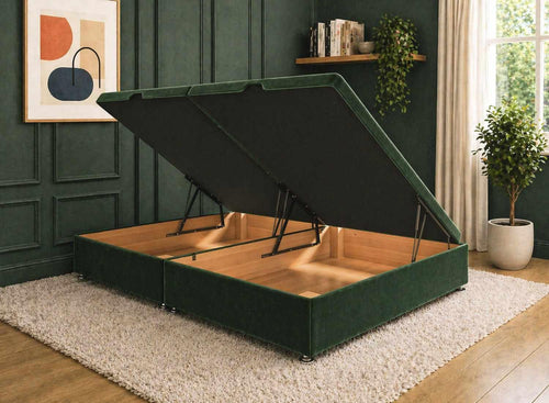 Side Lift Ottoman Base in Bottle Green Velvet