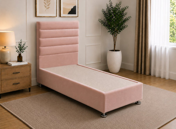 Single Calla Divan Bed in Blush Pink Velvet