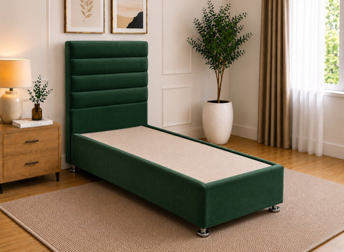Single Calla Divan Bed in Bottle Green Velvet