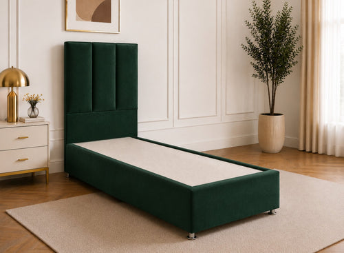 Single Iberis Divan Bed in Bottle Green Velvet Finish