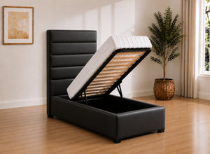 Single Calla Ottoman in Black Leather