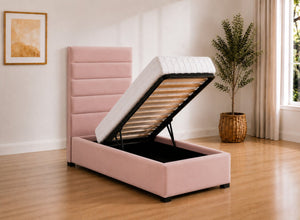 Single Calla Ottoman in Blush Pink Velvet
