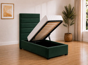 Single Calla Ottoman in Bottle Green Velvet