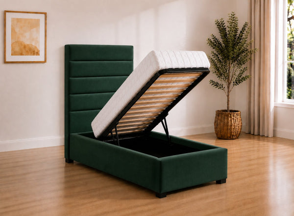 Single Calla Ottoman in Bottle Green Velvet