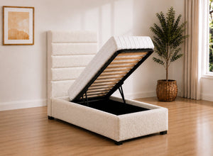 Single Calla Ottoman in Daisy White Boucle