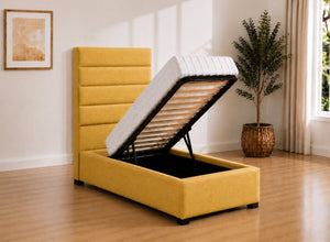 Single Calla Ottoman in Ochre Yellow Flat Weave