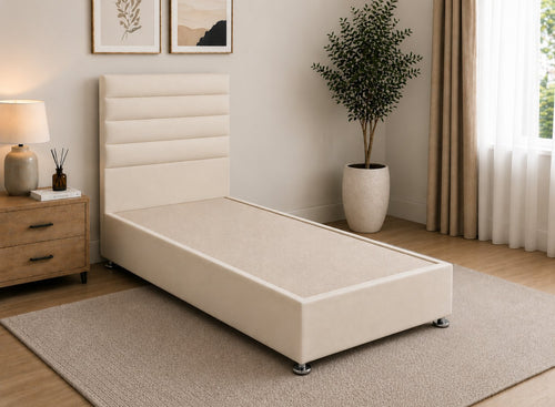 Single Calla Chalk Cream Leather Divan Bed