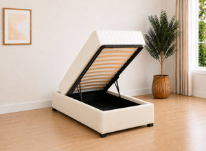 Single Leather End Lift Ottoman in Chalk Cream
