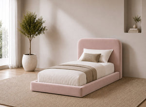 Single Cley Floor Bed in Blush Pink Velvet