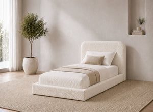 Single Cley Floor Bed in Daisy White Boucle