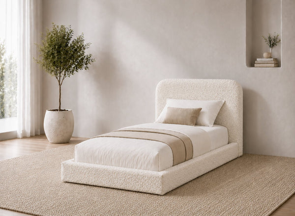 Single Cley Floor Bed in Daisy White Boucle