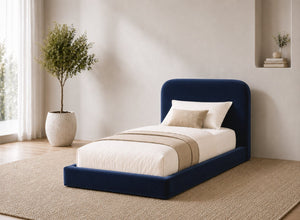 Single Cley Floor Bed in Royal Blue Velvet