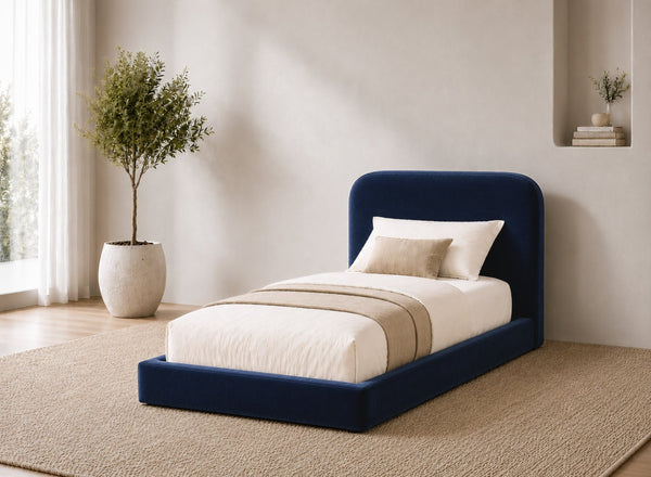 Single Cley Floor Bed in Royal Blue Velvet