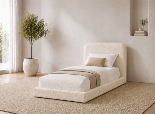 Single Cley Floor Bed in Vanilla Cream Boucle
