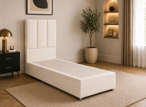 Single Iberis Daisy White Bouclé Divan Bed