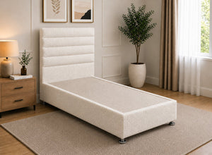 Single Calla Daisy White Bouclé Divan Bed