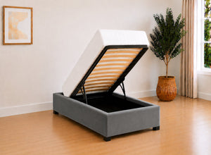 Velvet End Lift Ottoman in Granite Grey