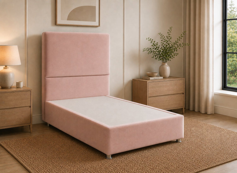 Heather Chalk Cream Leather Divan Bed