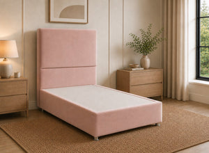 Single Heather Divan Bed in Blush Pink Velvet