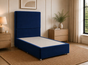 Single Heather Divan Bed in Royal Blue Velvet