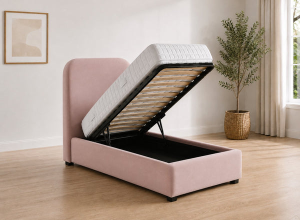 Single Heather Ottoman in Blush Pink Velvet 