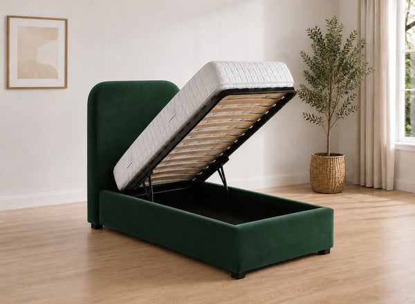 Single Heather Ottoman in Bottle Green Velvet 