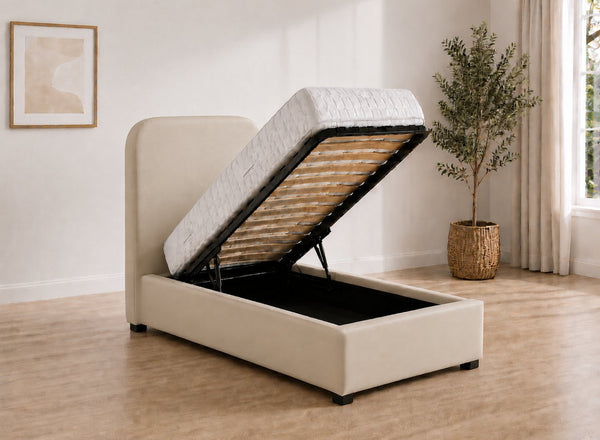 Single Heather Ottoman in Chalk Cream Leather