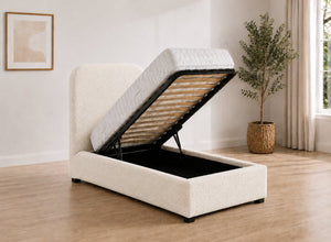 Single Heather Ottoman in Daisy White Boucle