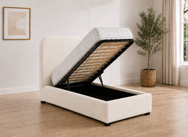 Single Heather Ottoman in Daisy White Boucle