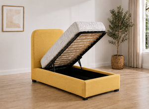 Single Heather Ottoman in Ochre Yellow Flat Weave