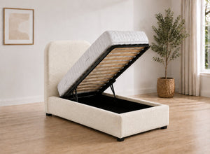 Single Heather Ottoman in Vanilla Cream Boucle