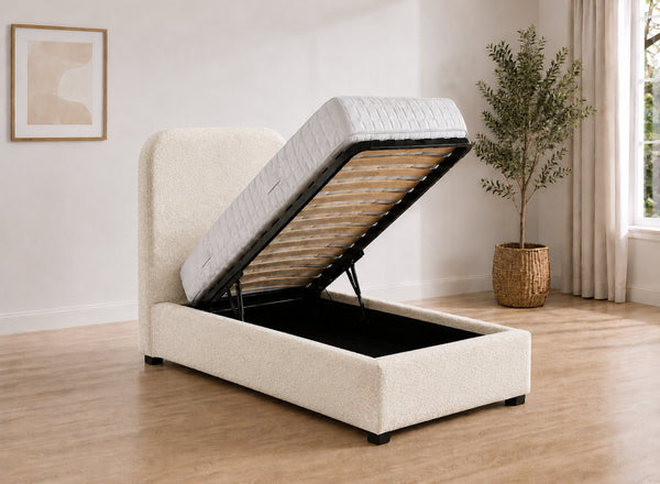 Single Heather Ottoman in Vanilla Cream Boucle