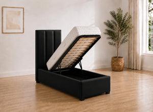 Single Iberis Ottoman - Black Leather