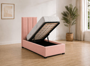 Single Iberis Ottoman - Blush Pink Velvet