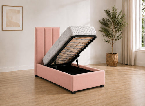 Single Iberis Ottoman - Blush Pink Velvet